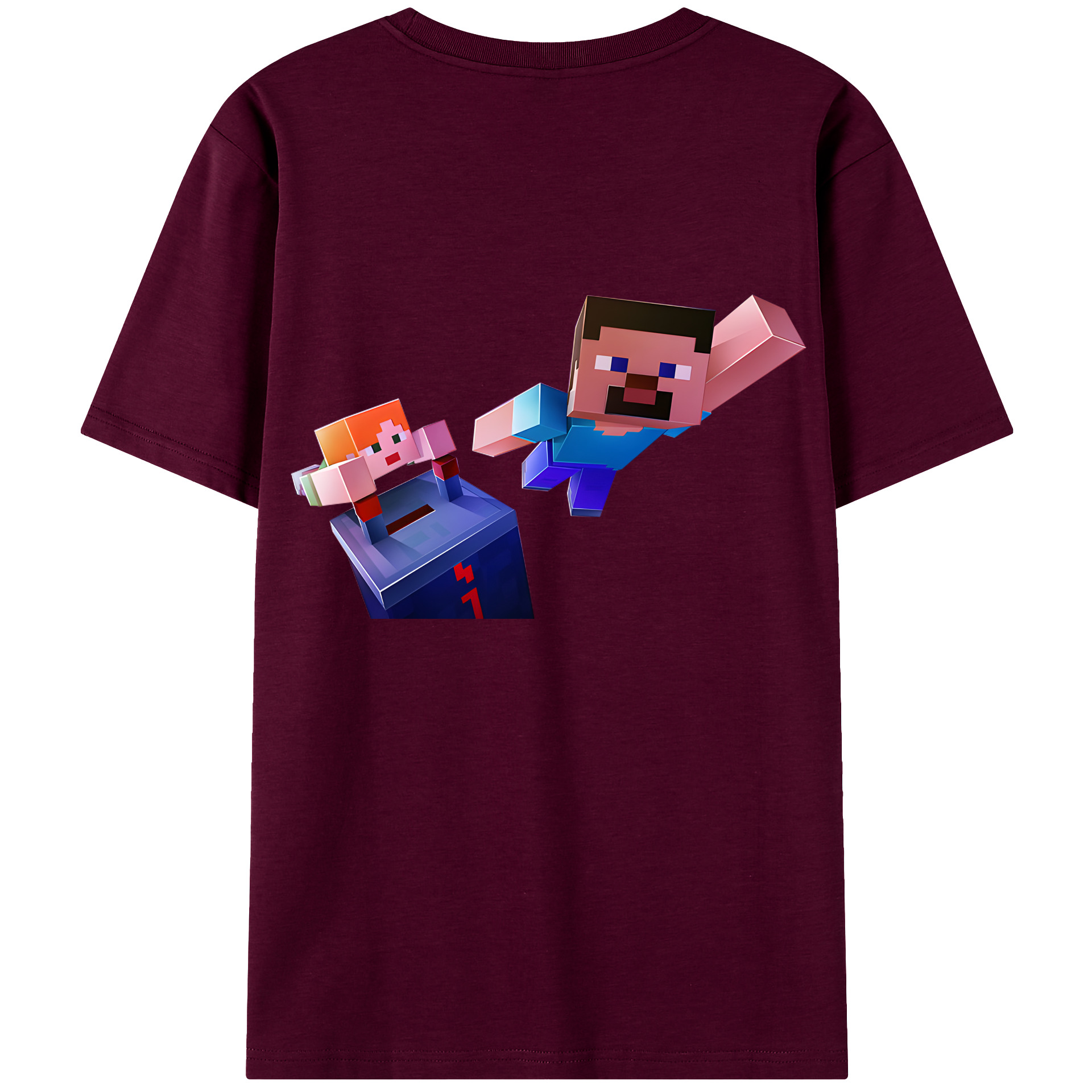 （画像用） マインクラフト ブロックの世界 Minecraft MC Block world レディース半袖Tシャツ(バックプリント)